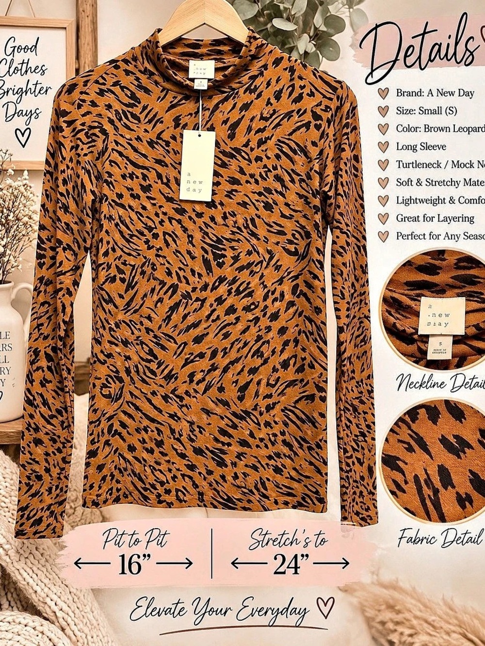 A New Day Women'Small Long Sleeve Mock Turtleneck Knit Top Small